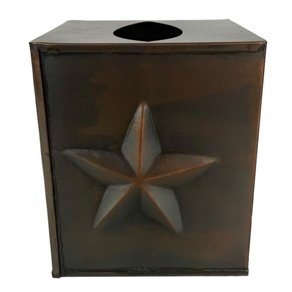 Rustic Metal Tissue Box Holder Brown Texas Star Design By CTW Home Collection - Picture 1 of 7